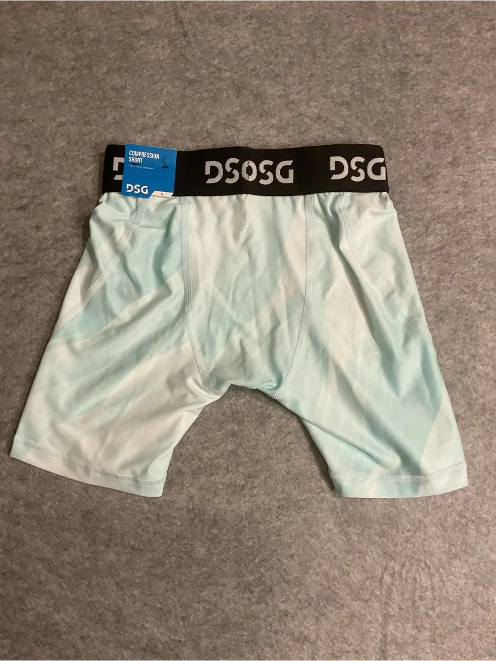 NWT DSG Light Blue Boys' Athletic Compression Shorts w/Black Waistband Size M
